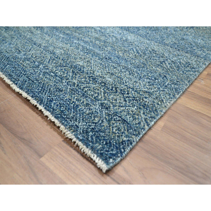 8'11" x 12'1" New Hand Knotted Blue Wool Rectangle Oriental Rug - MOA10276386