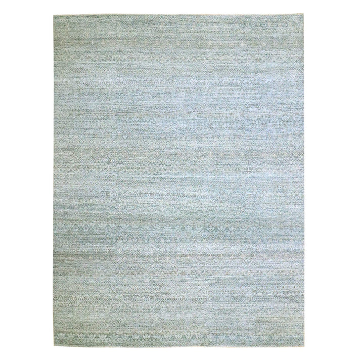 9'0" x 11'10" New Hand Knotted Grey Wool Rectangle Oriental Rug - MOA10276387