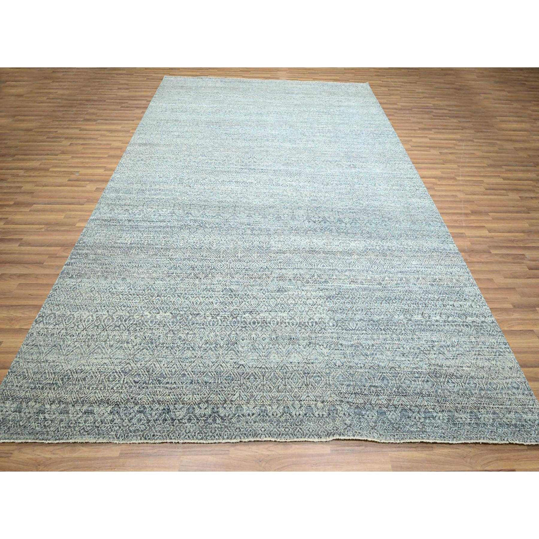 9'0" x 11'10" New Hand Knotted Grey Wool Rectangle Oriental Rug - MOA10276387