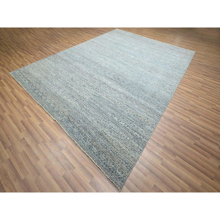 9'0" x 11'10" New Hand Knotted Grey Wool Rectangle Oriental Rug - MOA10276387