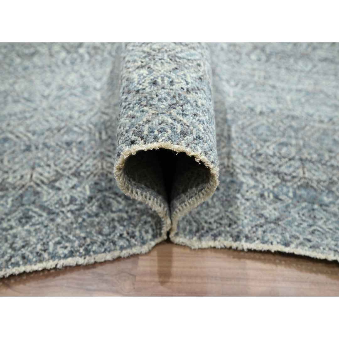 9'0" x 11'10" New Hand Knotted Grey Wool Rectangle Oriental Rug - MOA10276387