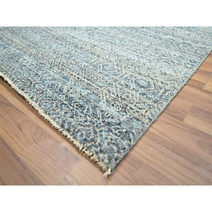 9'0" x 11'10" New Hand Knotted Grey Wool Rectangle Oriental Rug - MOA10276387
