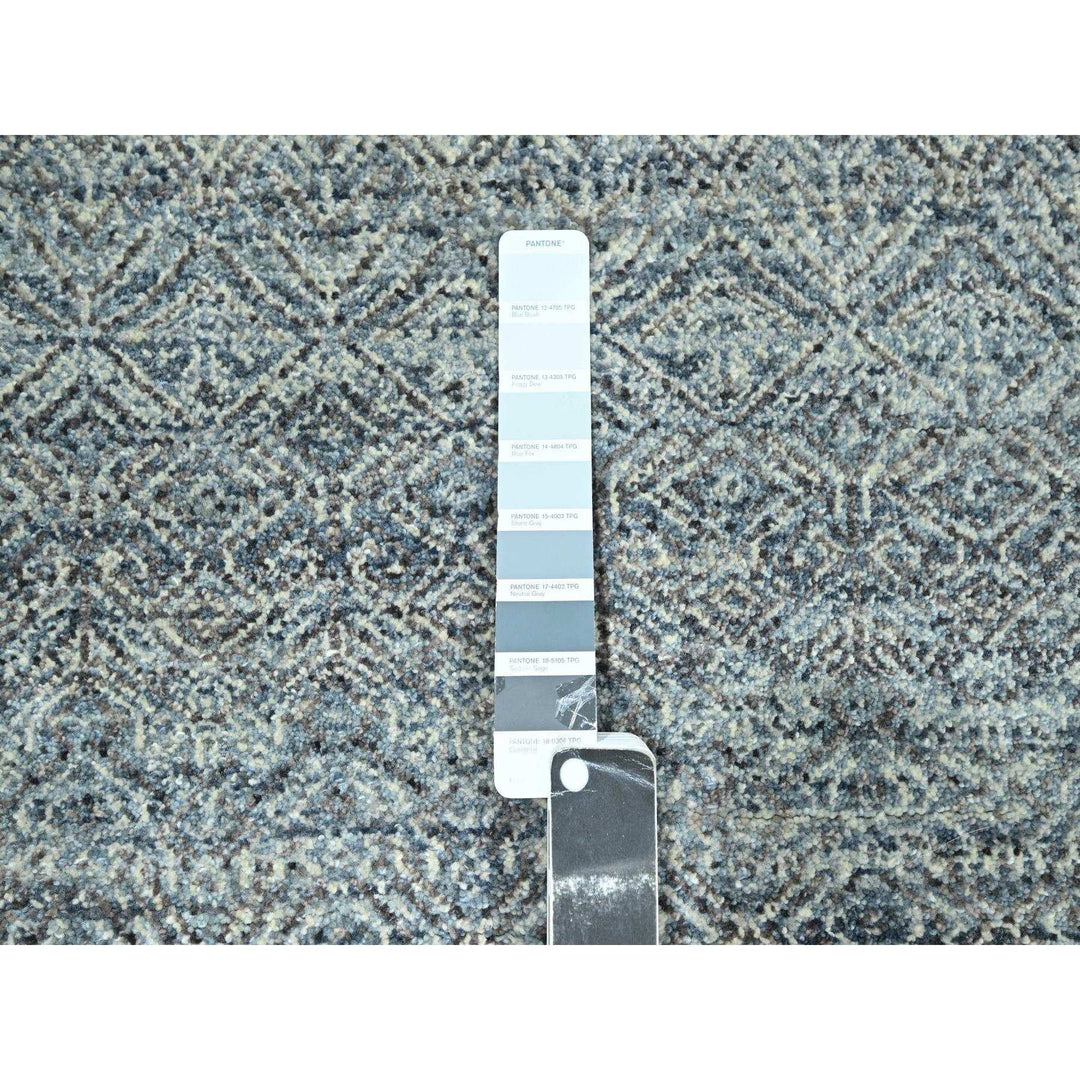 9'0" x 11'10" New Hand Knotted Grey Wool Rectangle Oriental Rug - MOA10276387