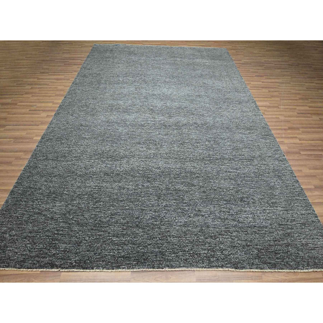 9'1" x 11'10" New Hand Knotted Grey Wool Rectangle Oriental Rug - MOA10276388
