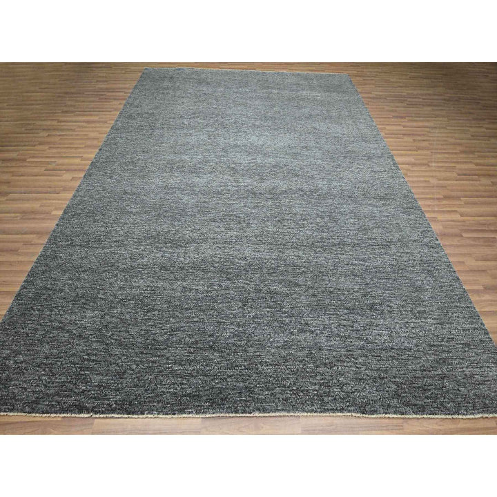 9'1" x 11'10" New Hand Knotted Grey Wool Rectangle Oriental Rug - MOA10276388
