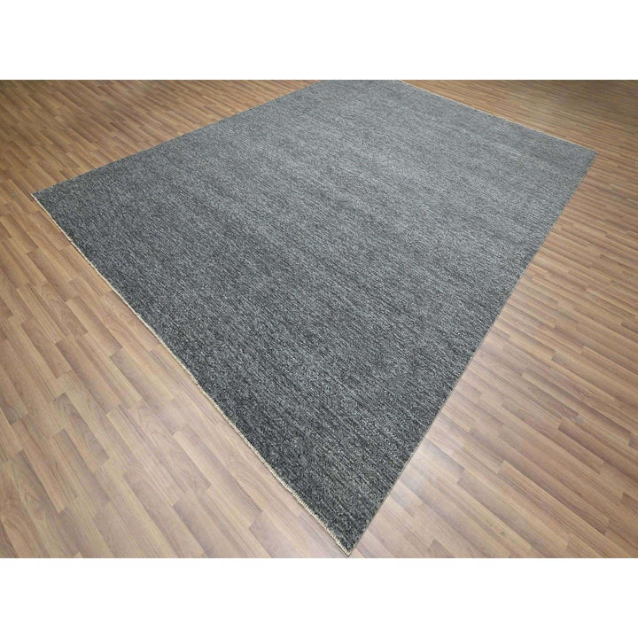 9'1" x 11'10" New Hand Knotted Grey Wool Rectangle Oriental Rug - MOA10276388