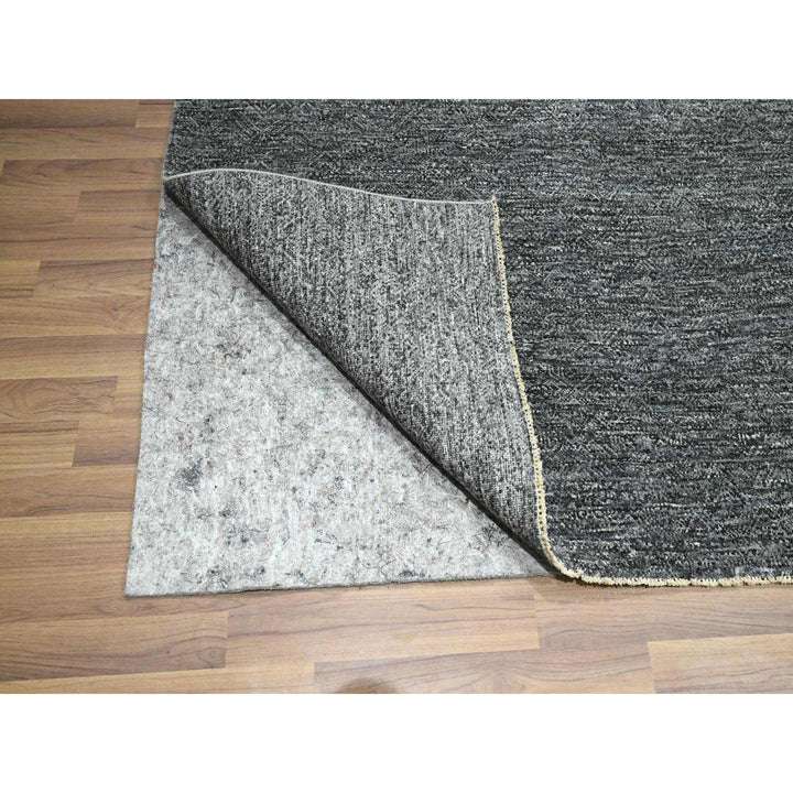 9'1" x 11'10" New Hand Knotted Grey Wool Rectangle Oriental Rug - MOA10276388