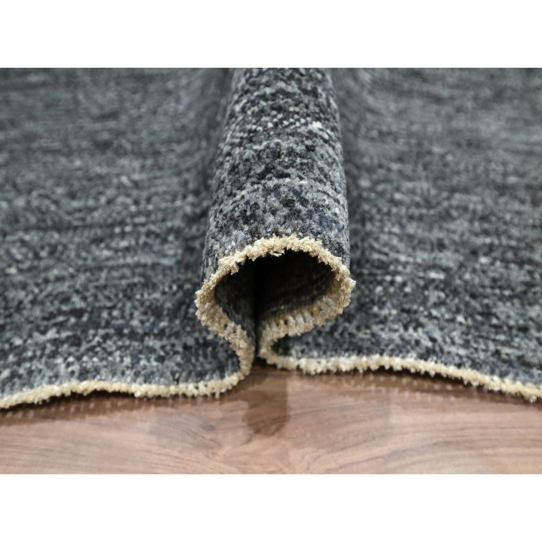 9'1" x 11'10" New Hand Knotted Grey Wool Rectangle Oriental Rug - MOA10276388