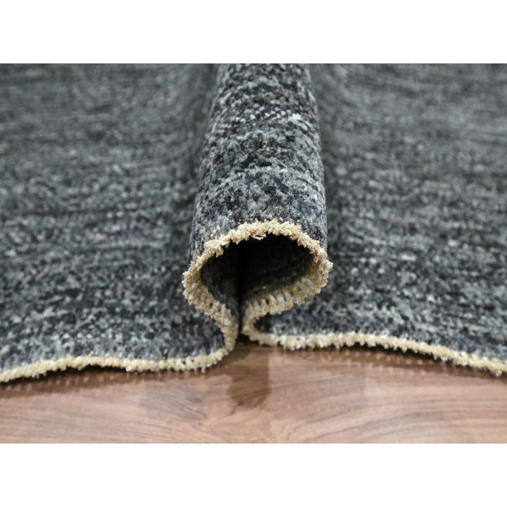 9'1" x 11'10" New Hand Knotted Grey Wool Rectangle Oriental Rug - MOA10276388