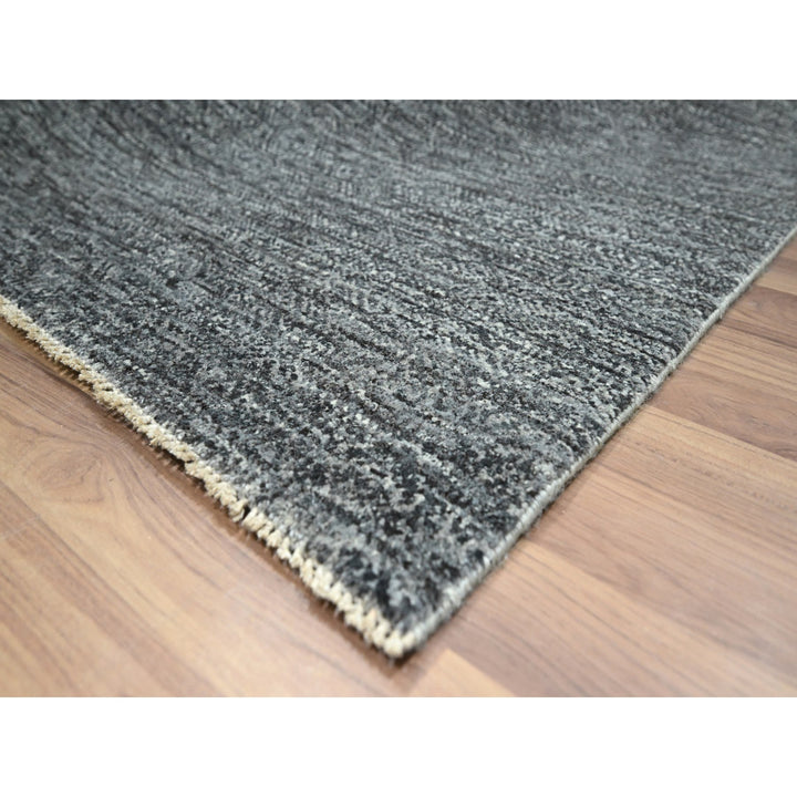 9'1" x 11'10" New Hand Knotted Grey Wool Rectangle Oriental Rug - MOA10276388
