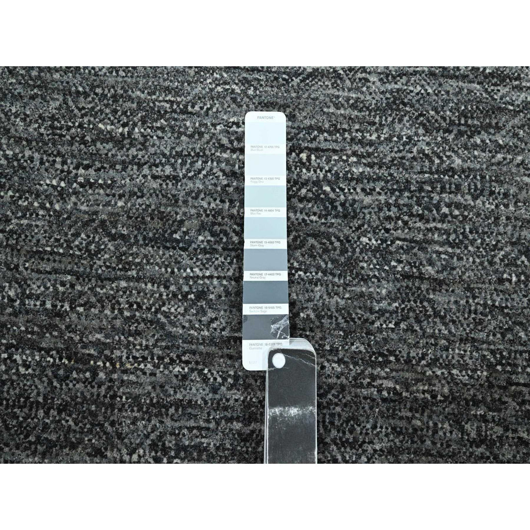 9'1" x 11'10" New Hand Knotted Grey Wool Rectangle Oriental Rug - MOA10276388