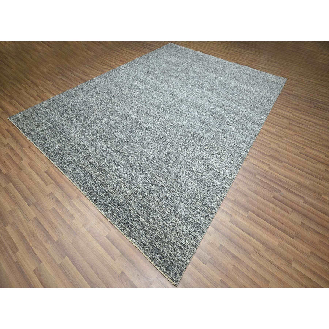 9'0" x 12'1" New Hand Knotted Grey Wool Rectangle Oriental Rug - MOA10276389