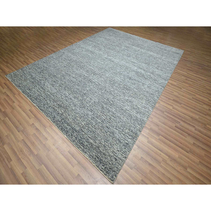 9'0" x 12'1" New Hand Knotted Grey Wool Rectangle Oriental Rug - MOA10276389