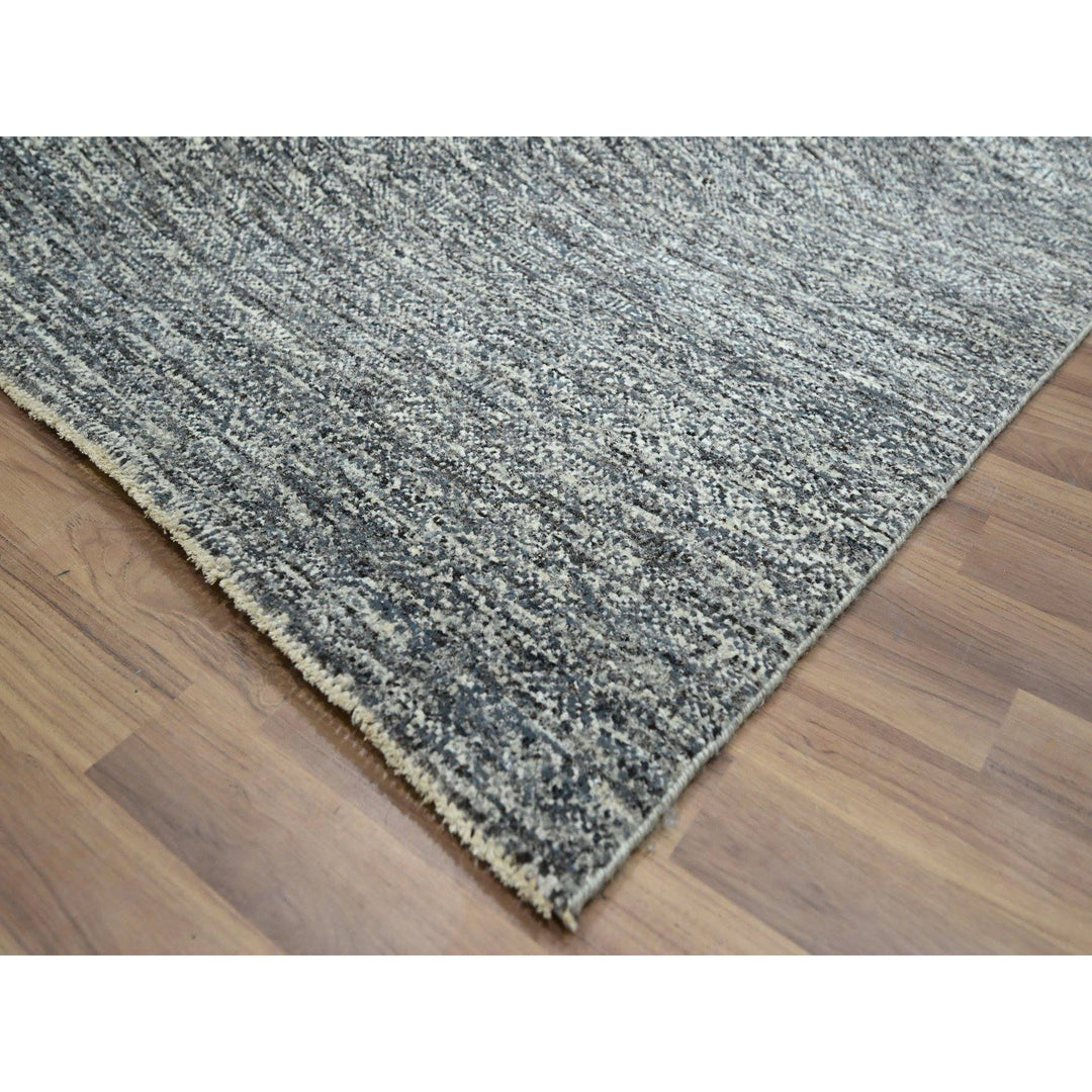 9'0" x 12'1" New Hand Knotted Grey Wool Rectangle Oriental Rug - MOA10276389