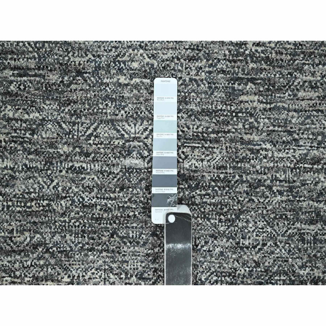 9'0" x 12'1" New Hand Knotted Grey Wool Rectangle Oriental Rug - MOA10276389