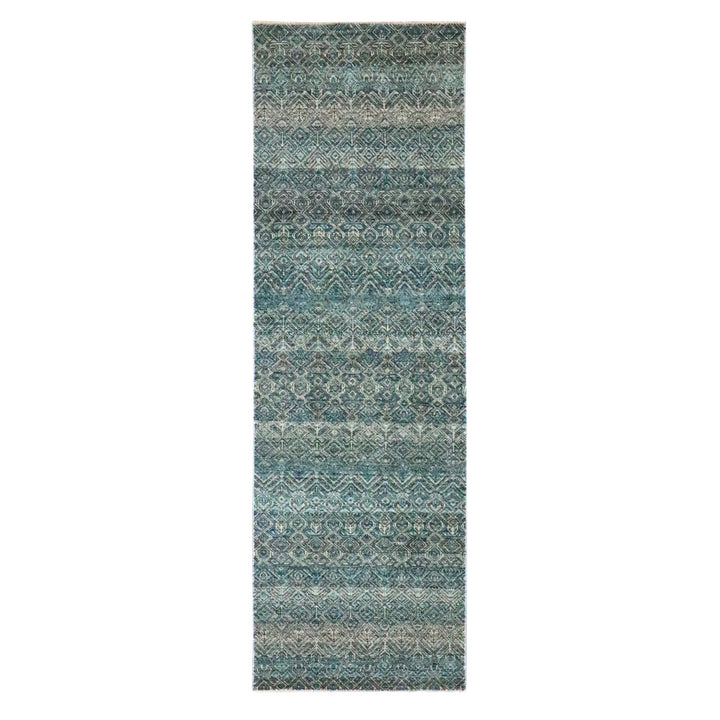2'5" x 7'7" New Hand Knotted Blue Wool Runner Oriental Rug - MOA10276390