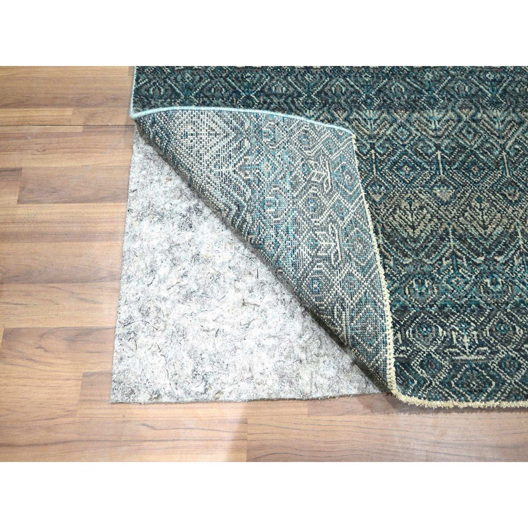2'5" x 7'7" New Hand Knotted Blue Wool Runner Oriental Rug - MOA10276390