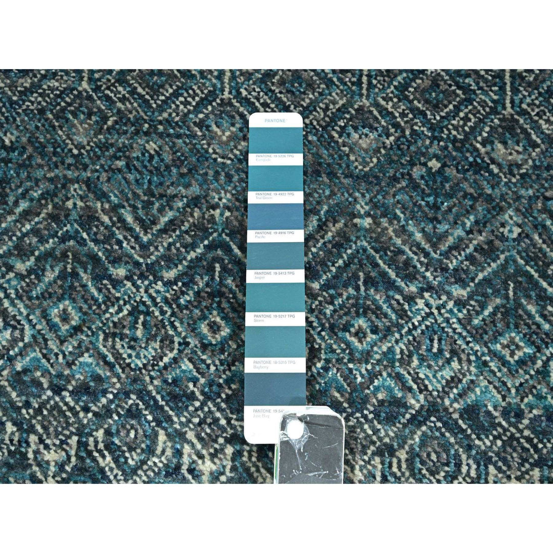 2'5" x 7'7" New Hand Knotted Blue Wool Runner Oriental Rug - MOA10276390