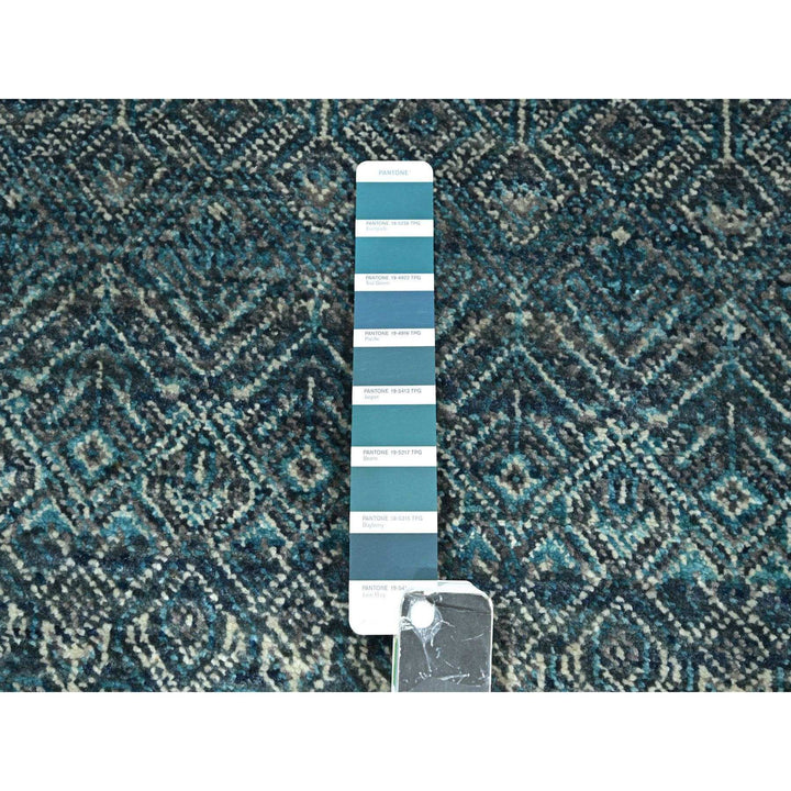 2'5" x 7'7" New Hand Knotted Blue Wool Runner Oriental Rug - MOA10276390