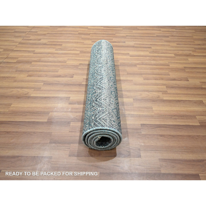 2'5" x 7'7" New Hand Knotted Blue Wool Runner Oriental Rug - MOA10276390