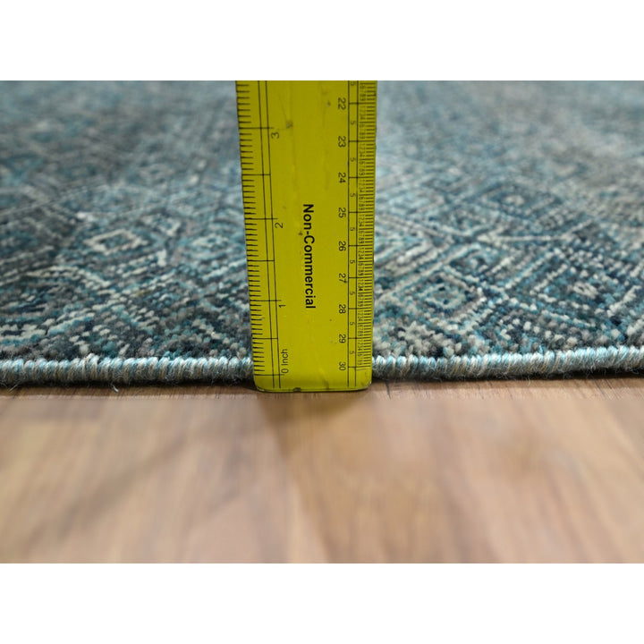 2'5" x 7'7" New Hand Knotted Blue Wool Runner Oriental Rug - MOA10276390