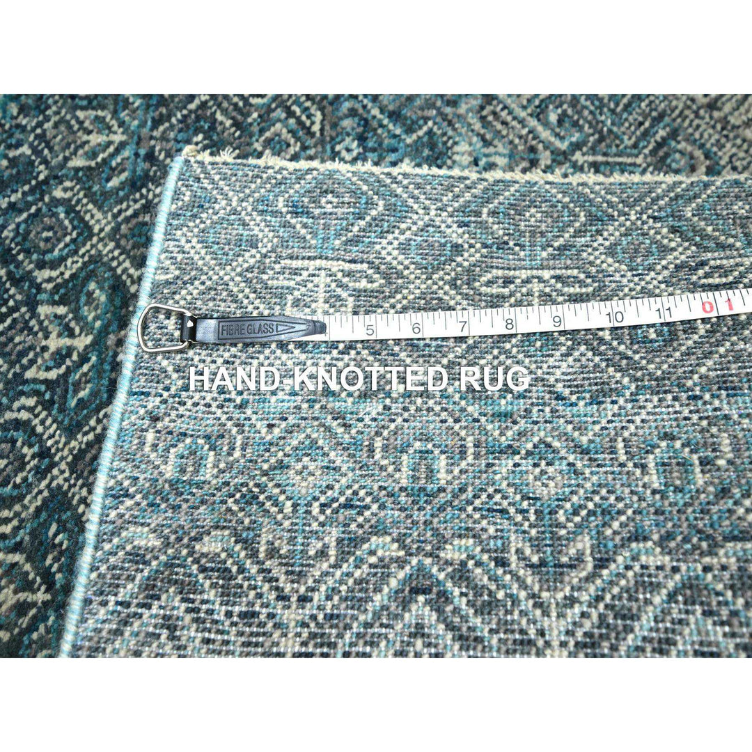 2'5" x 7'7" New Hand Knotted Blue Wool Runner Oriental Rug - MOA10276390
