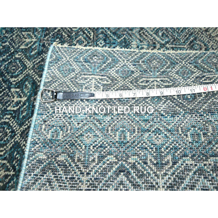 2'5" x 7'7" New Hand Knotted Blue Wool Runner Oriental Rug - MOA10276390