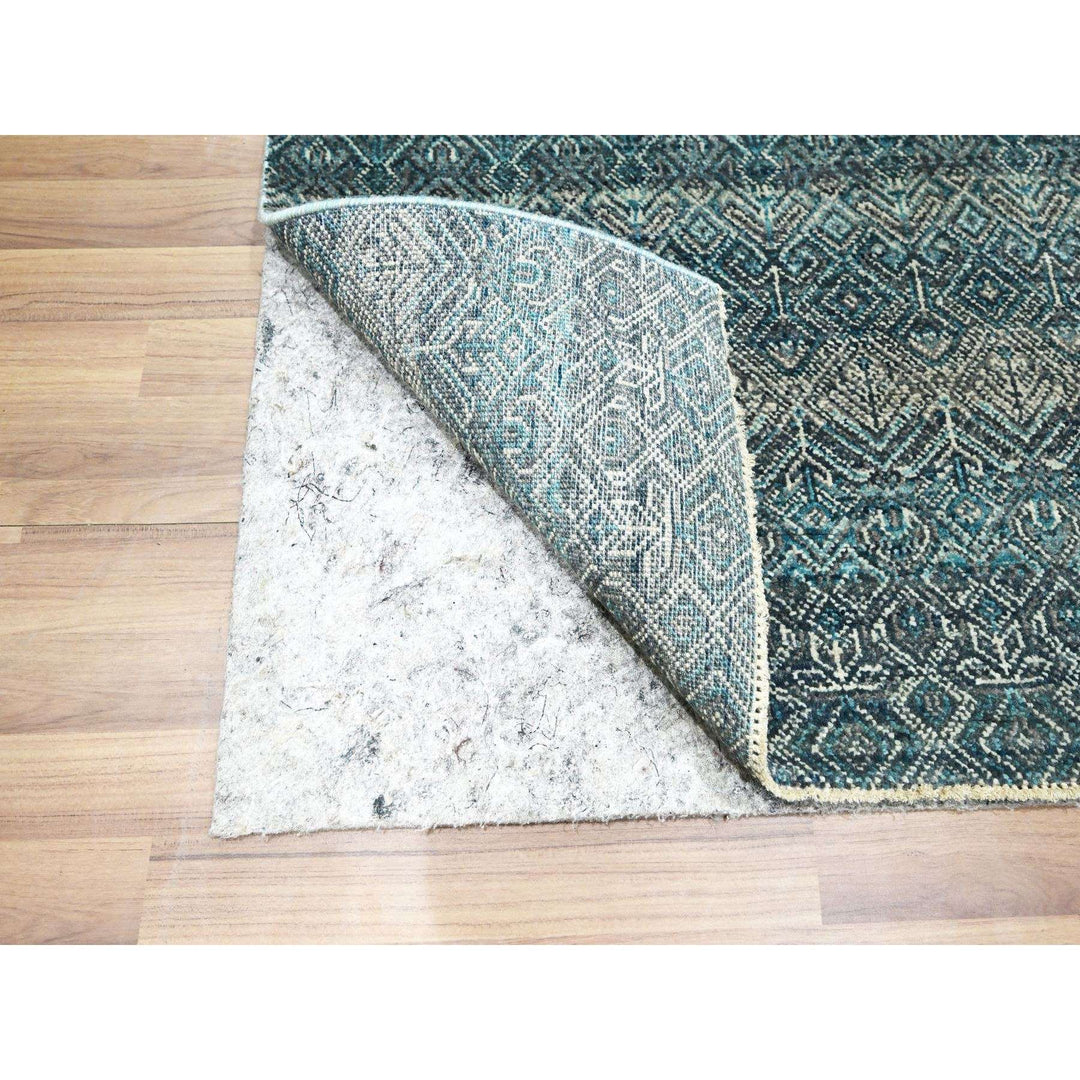 2'5" x 7'7" New Hand Knotted Blue Wool Runner Oriental Rug - MOA10276391
