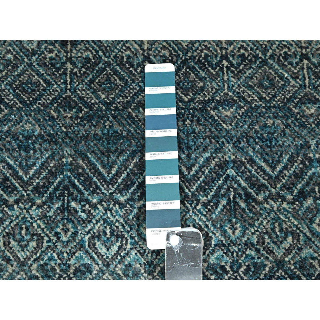 2'5" x 7'7" New Hand Knotted Blue Wool Runner Oriental Rug - MOA10276391