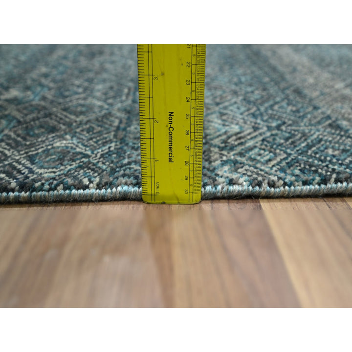 2'5" x 7'7" New Hand Knotted Blue Wool Runner Oriental Rug - MOA10276391