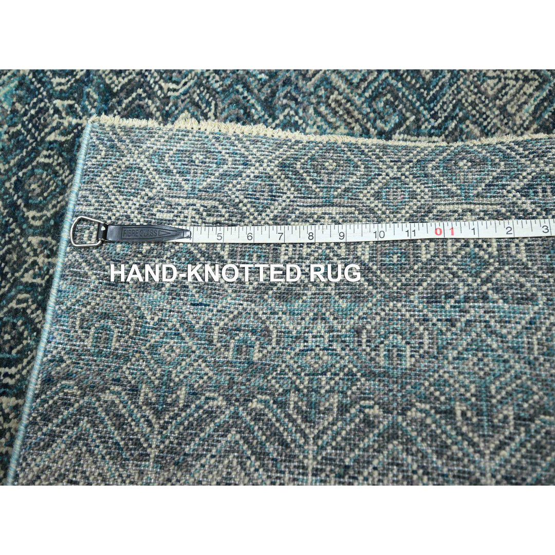 2'5" x 7'7" New Hand Knotted Blue Wool Runner Oriental Rug - MOA10276391