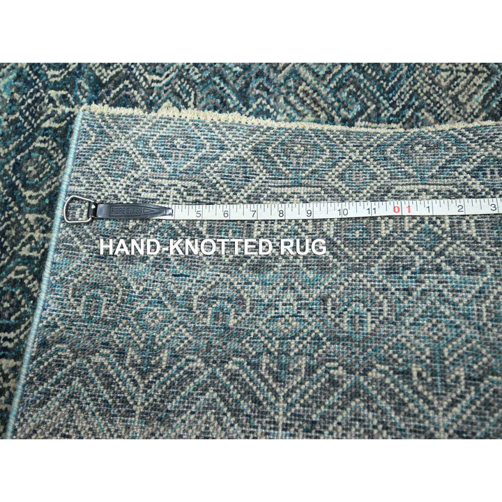 2'5" x 7'7" New Hand Knotted Blue Wool Runner Oriental Rug - MOA10276391