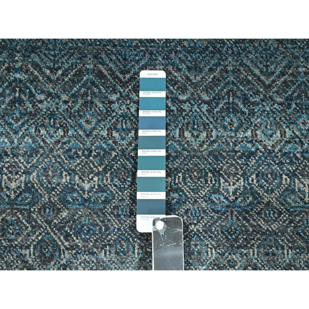 2'7" x 7'7" New Hand Knotted Blue Wool Runner Oriental Rug - MOA10276392