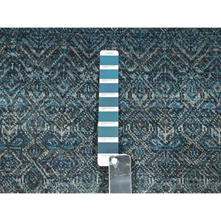 2'7" x 7'7" New Hand Knotted Blue Wool Runner Oriental Rug - MOA10276392