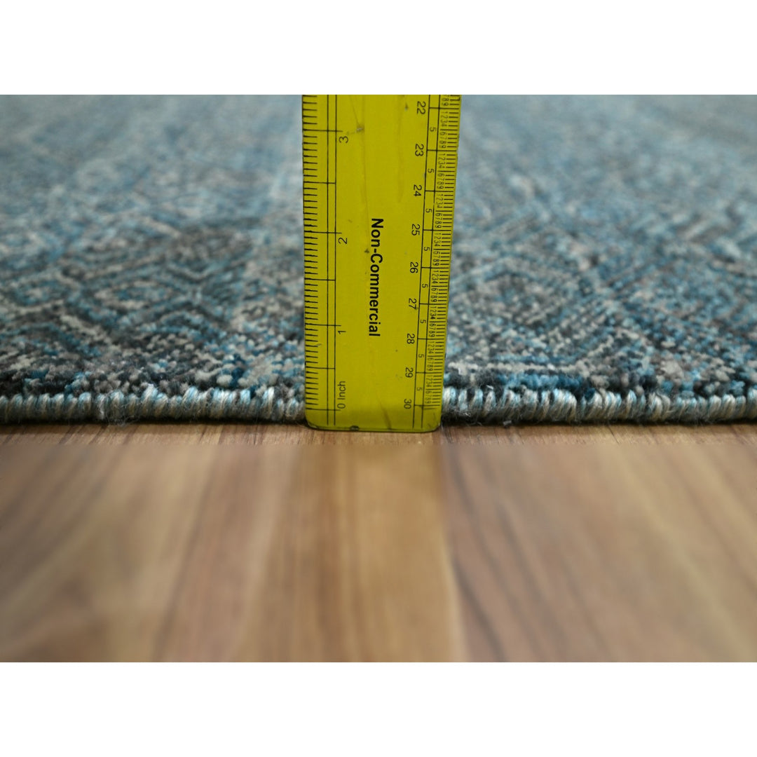 2'7" x 7'7" New Hand Knotted Blue Wool Runner Oriental Rug - MOA10276392