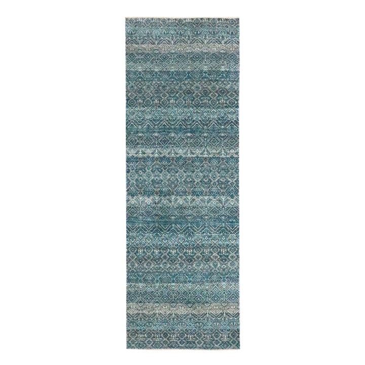 2'8" x 8'0" New Hand Knotted Blue Wool Runner Oriental Rug - MOA10276393