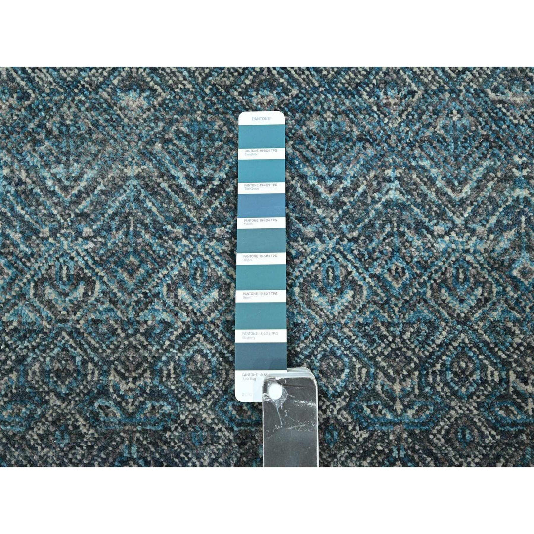 2'8" x 8'0" New Hand Knotted Blue Wool Runner Oriental Rug - MOA10276393