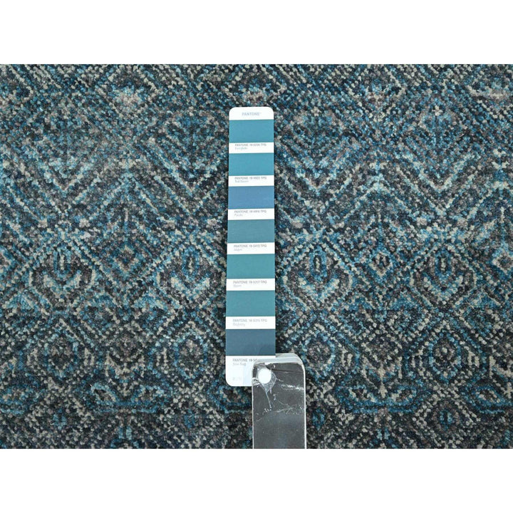 2'8" x 8'0" New Hand Knotted Blue Wool Runner Oriental Rug - MOA10276393