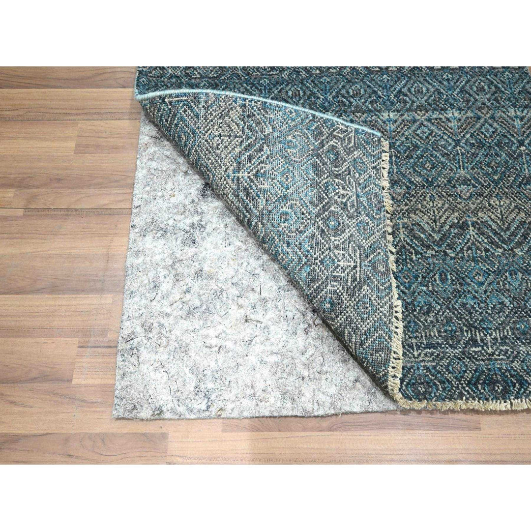 2'6" x 7'7" New Hand Knotted Blue Wool Runner Oriental Rug - MOA10276394