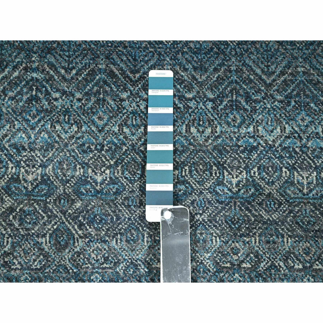 2'6" x 7'7" New Hand Knotted Blue Wool Runner Oriental Rug - MOA10276394