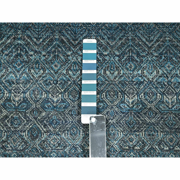 2'6" x 7'7" New Hand Knotted Blue Wool Runner Oriental Rug - MOA10276394