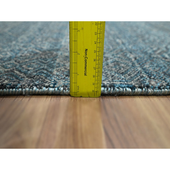 2'6" x 7'7" New Hand Knotted Blue Wool Runner Oriental Rug - MOA10276394