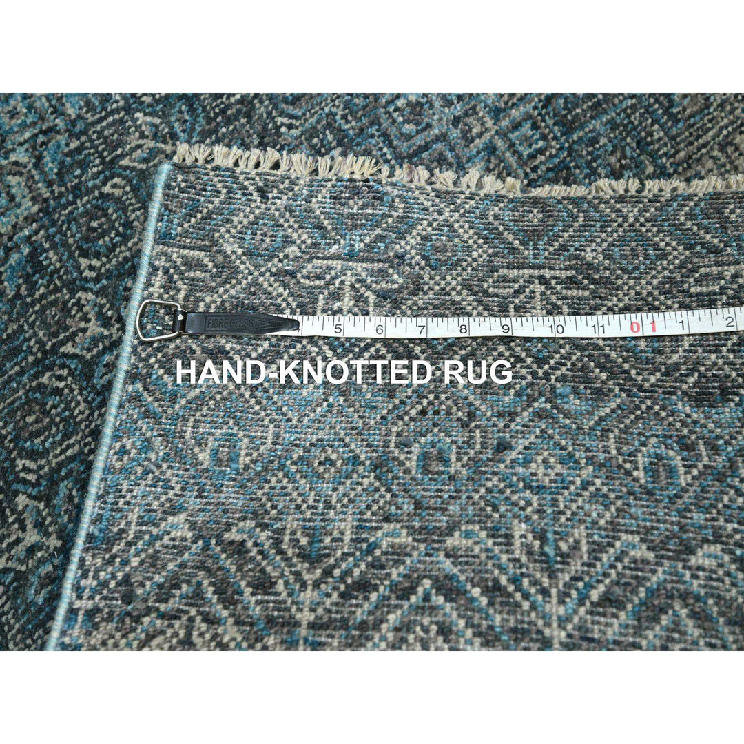 2'6" x 7'7" New Hand Knotted Blue Wool Runner Oriental Rug - MOA10276394