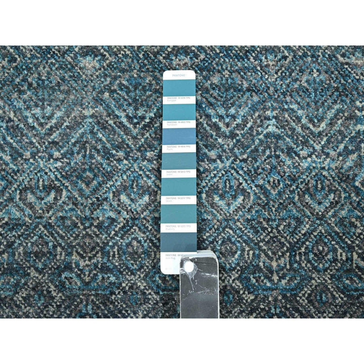 2'6" x 7'8" New Hand Knotted Blue Wool Runner Oriental Rug - MOA10276395