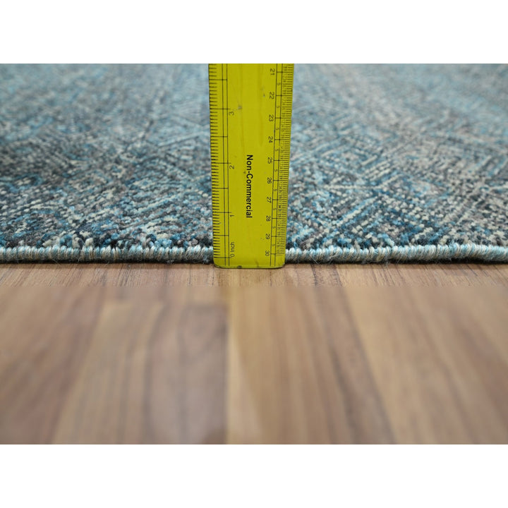 2'6" x 7'8" New Hand Knotted Blue Wool Runner Oriental Rug - MOA10276395