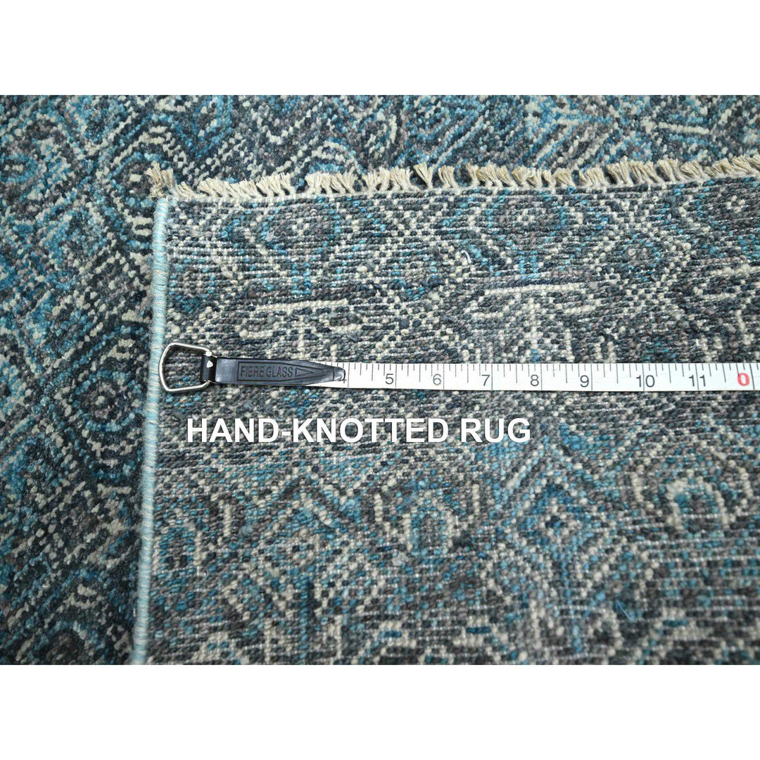 2'6" x 7'8" New Hand Knotted Blue Wool Runner Oriental Rug - MOA10276395
