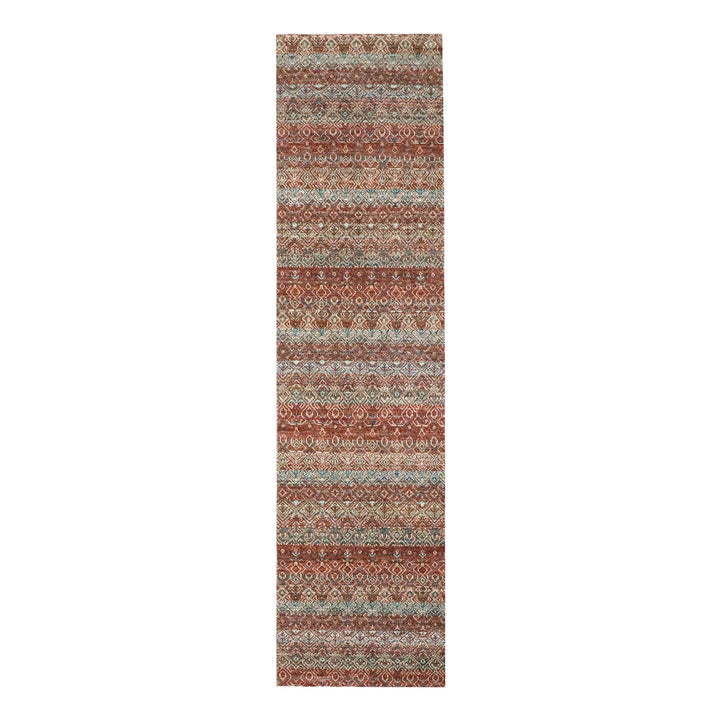 2'7" x 10'2" New Hand Knotted Red Wool Runner Oriental Rug - MOA10276396