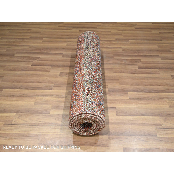 2'7" x 10'2" New Hand Knotted Red Wool Runner Oriental Rug - MOA10276396