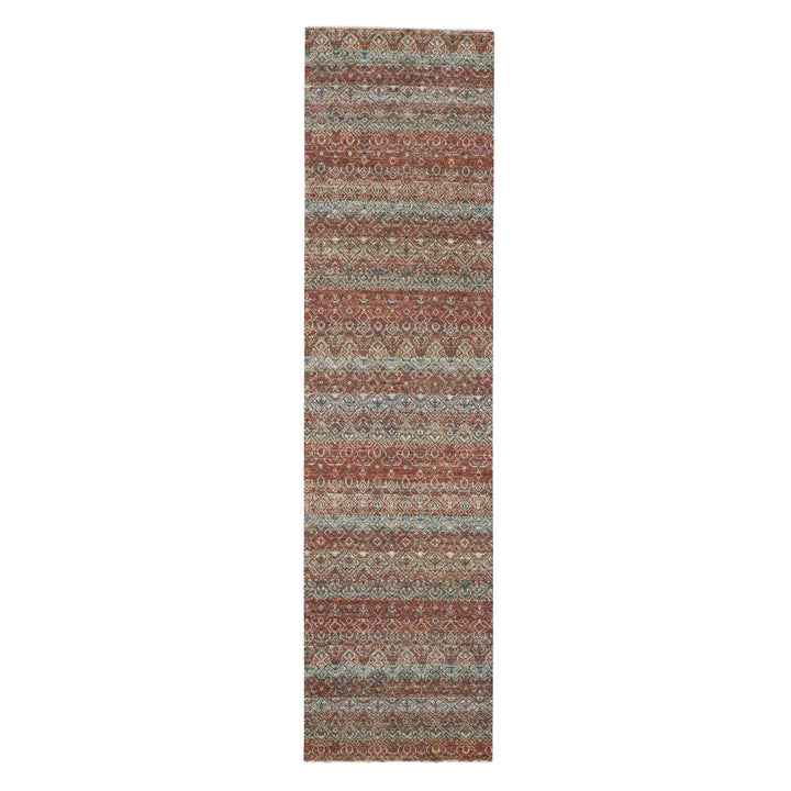2'7" x 10'2" New Hand Knotted Red Wool Runner Oriental Rug - MOA10276397