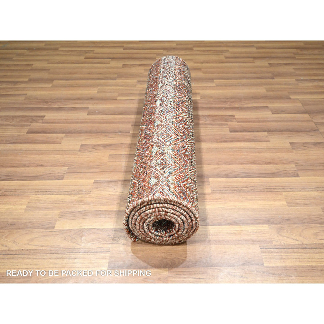 2'7" x 10'2" New Hand Knotted Red Wool Runner Oriental Rug - MOA10276397